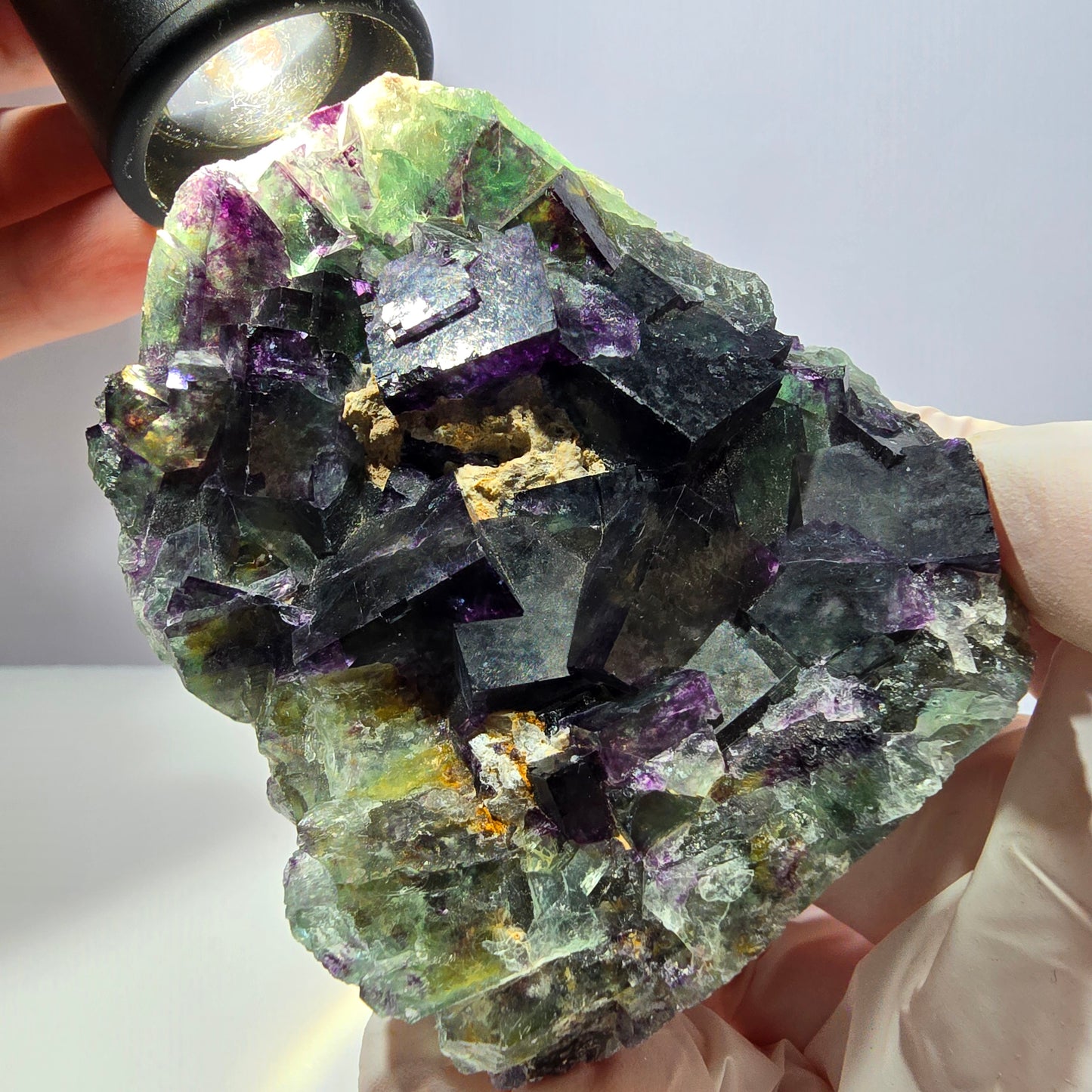 Phantom Fluorit Würfel Stufe, grün lila Okorusu, Namibia 76*63*22mm