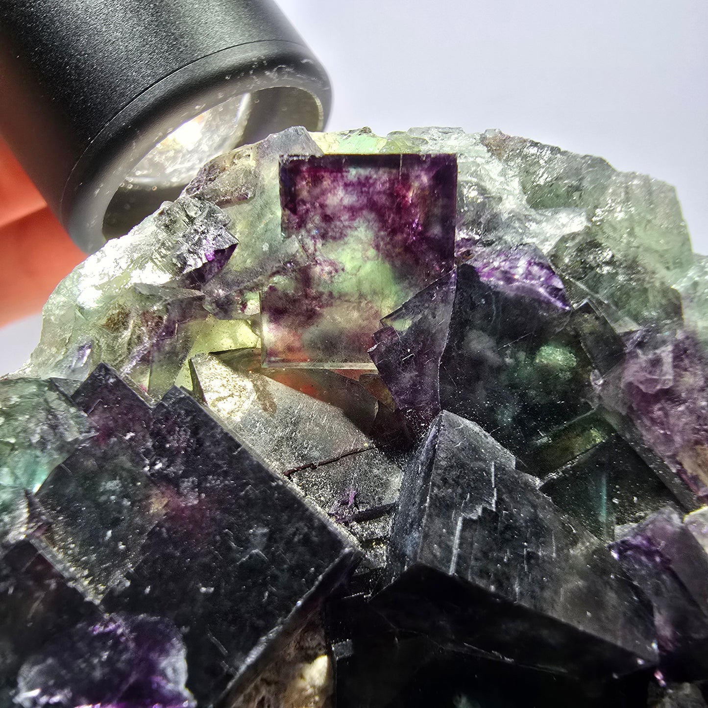 Phantom Fluorit Würfel Stufe, grün lila Okorusu, Namibia 76*63*22mm