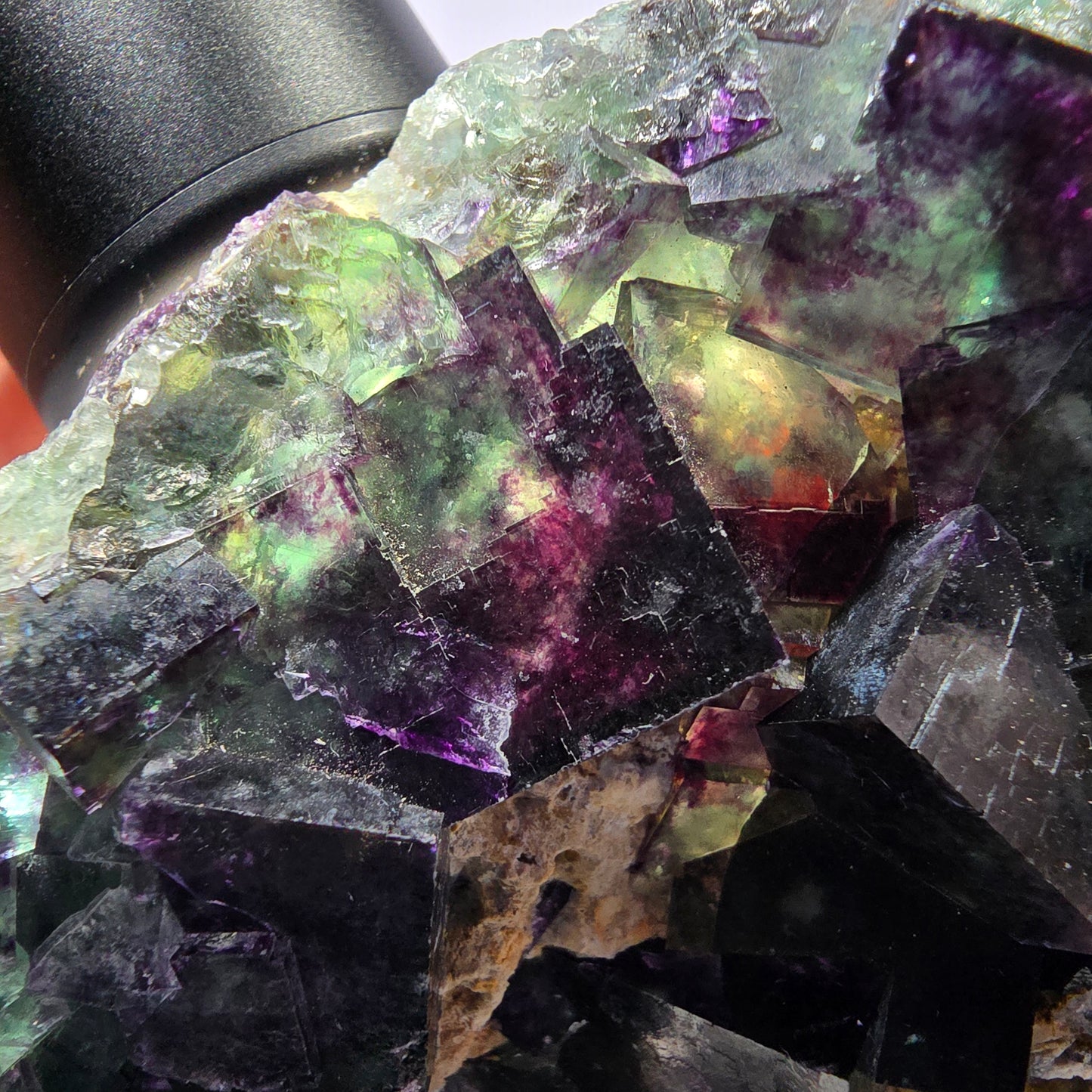 Phantom Fluorit Würfel Stufe, grün lila Okorusu, Namibia 76*63*22mm