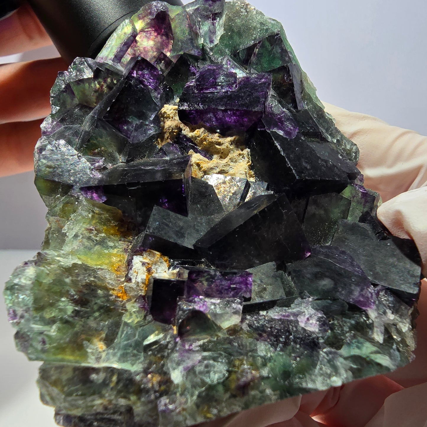 Phantom Fluorit Würfel Stufe, grün lila Okorusu, Namibia 76*63*22mm