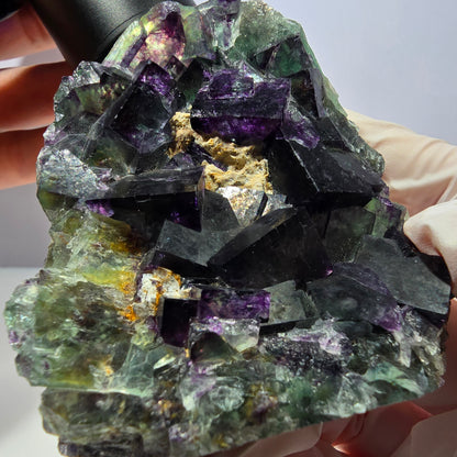 Phantom Fluorit Würfel Stufe, grün lila Okorusu, Namibia 76*63*22mm