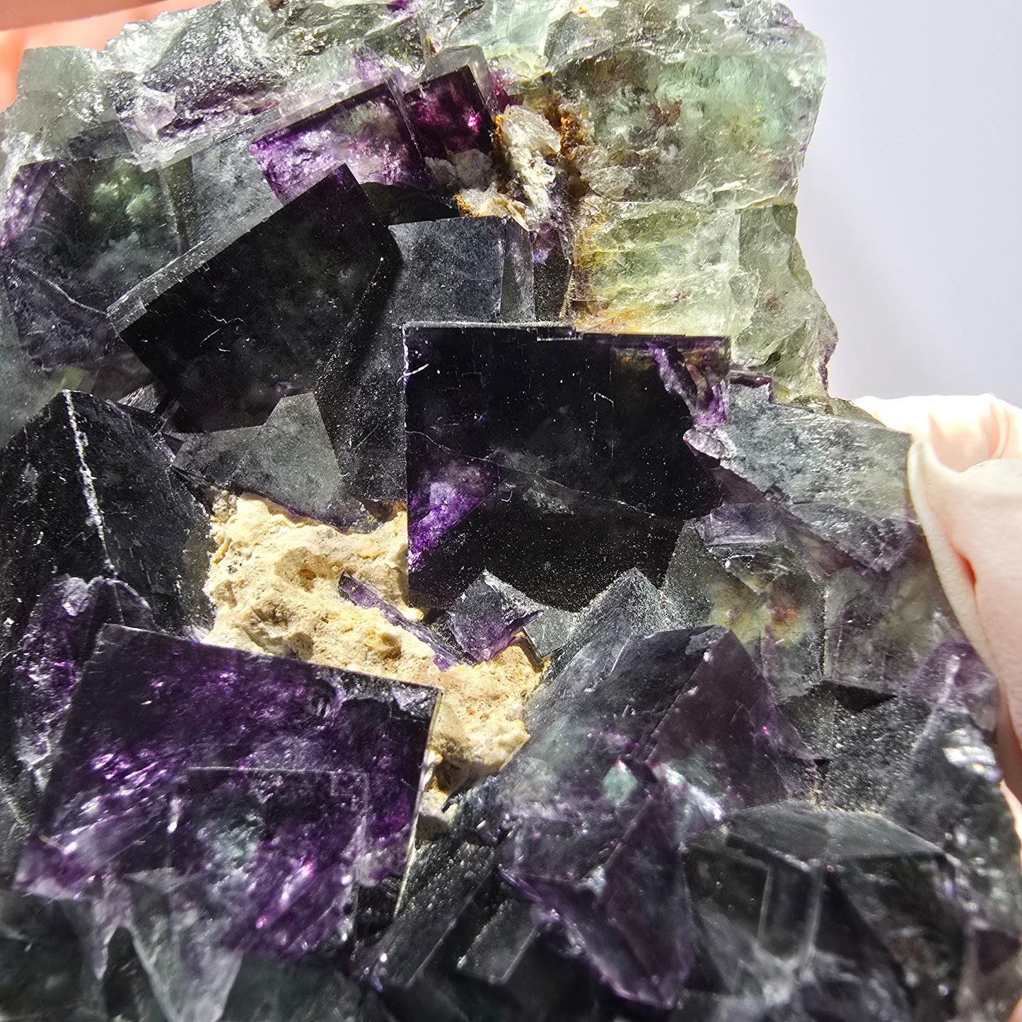 Phantom Fluorit Würfel Stufe, grün lila Okorusu, Namibia 76*63*22mm