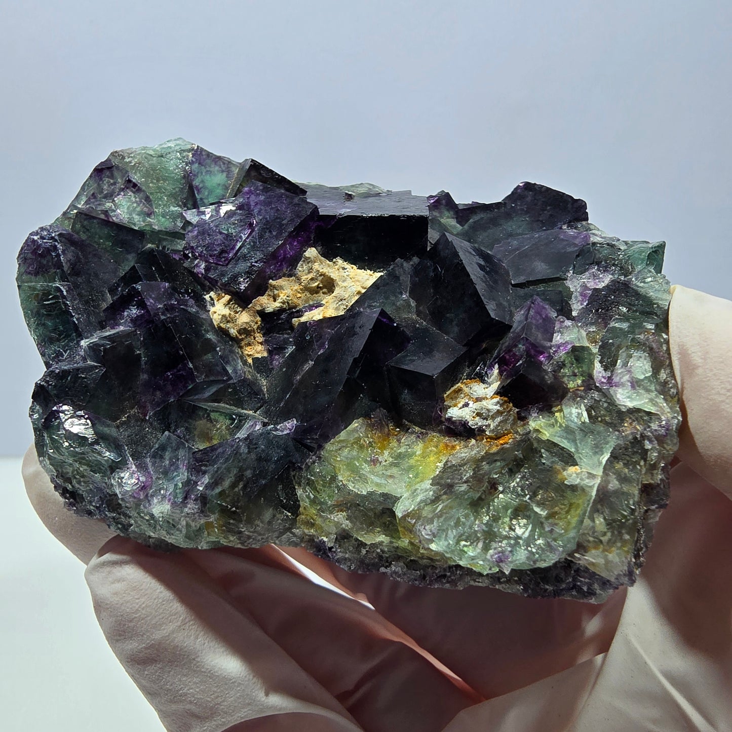 Phantom Fluorit Würfel Stufe, grün lila Okorusu, Namibia 76*63*22mm
