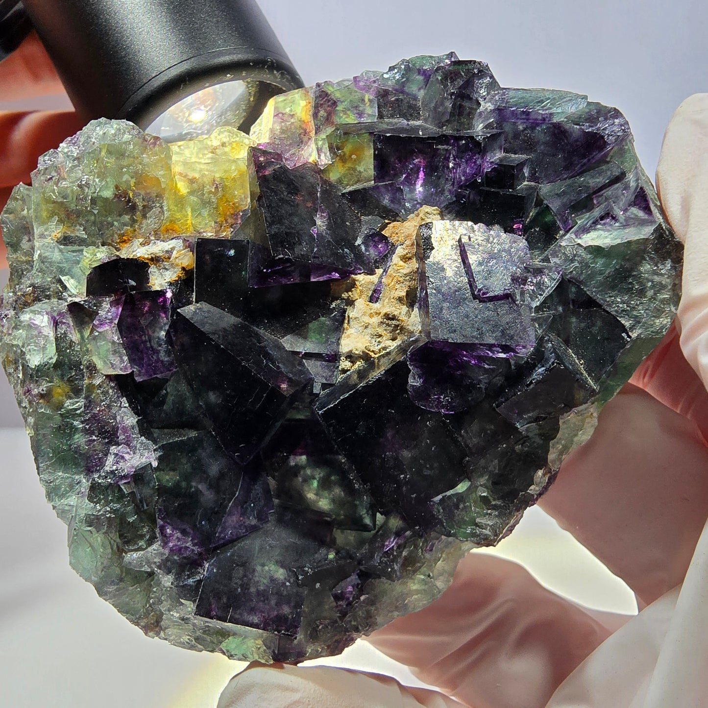 Phantom Fluorit Würfel Stufe, grün lila Okorusu, Namibia 76*63*22mm