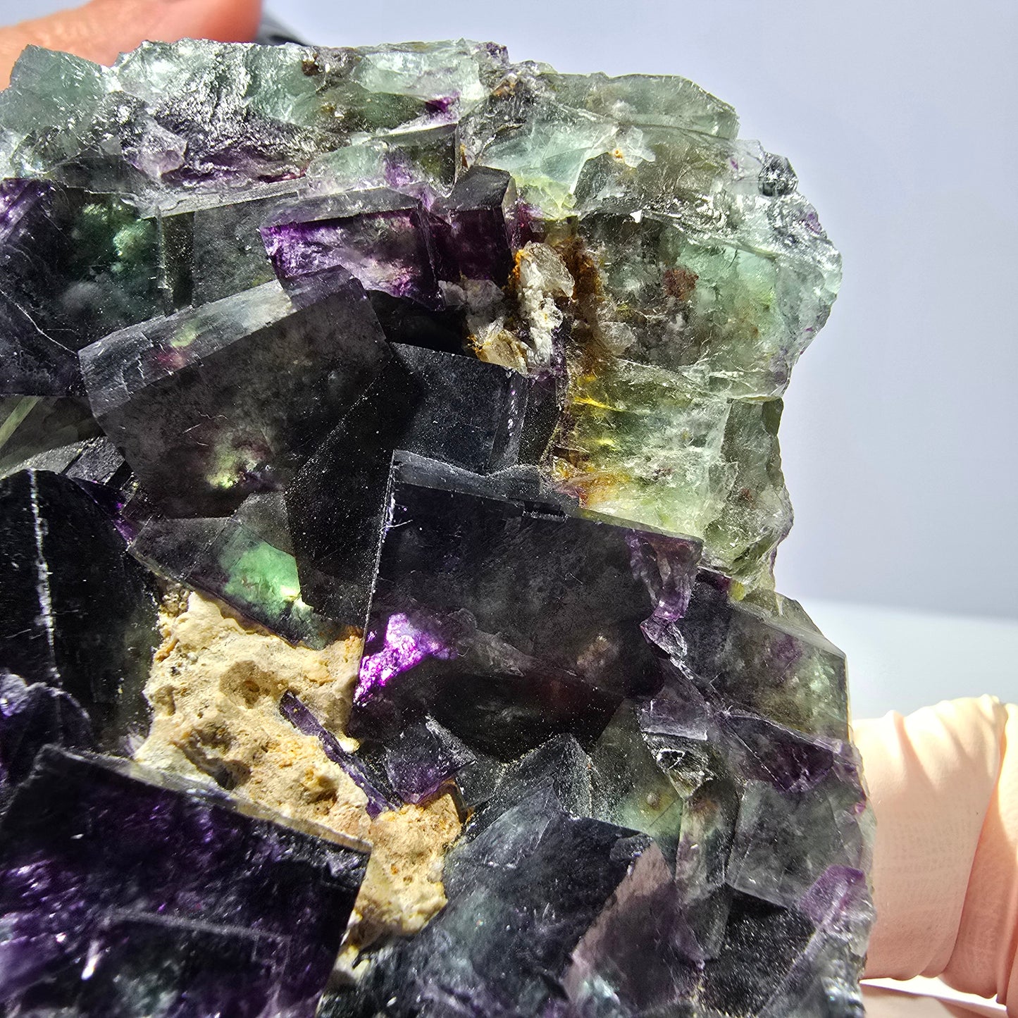 Phantom Fluorit Würfel Stufe, grün lila Okorusu, Namibia 76*63*22mm