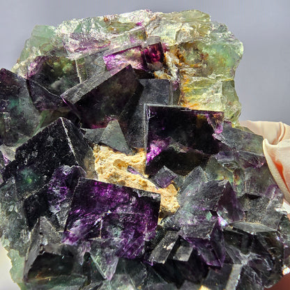 Phantom Fluorit Würfel Stufe, grün lila Okorusu, Namibia 76*63*22mm