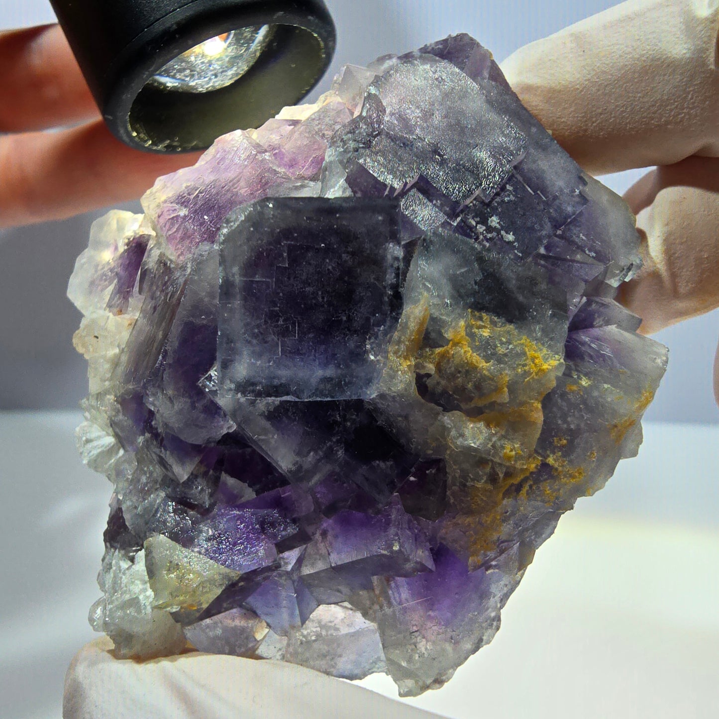 Phantom Fluorit Würfel, Quarz Stufe, lila weiß Okorusu, Namibia 60*60*25mm