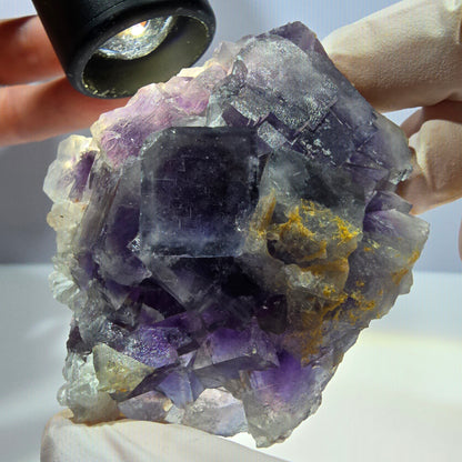 Phantom Fluorit Würfel, Quarz Stufe, lila weiß Okorusu, Namibia 60*60*25mm