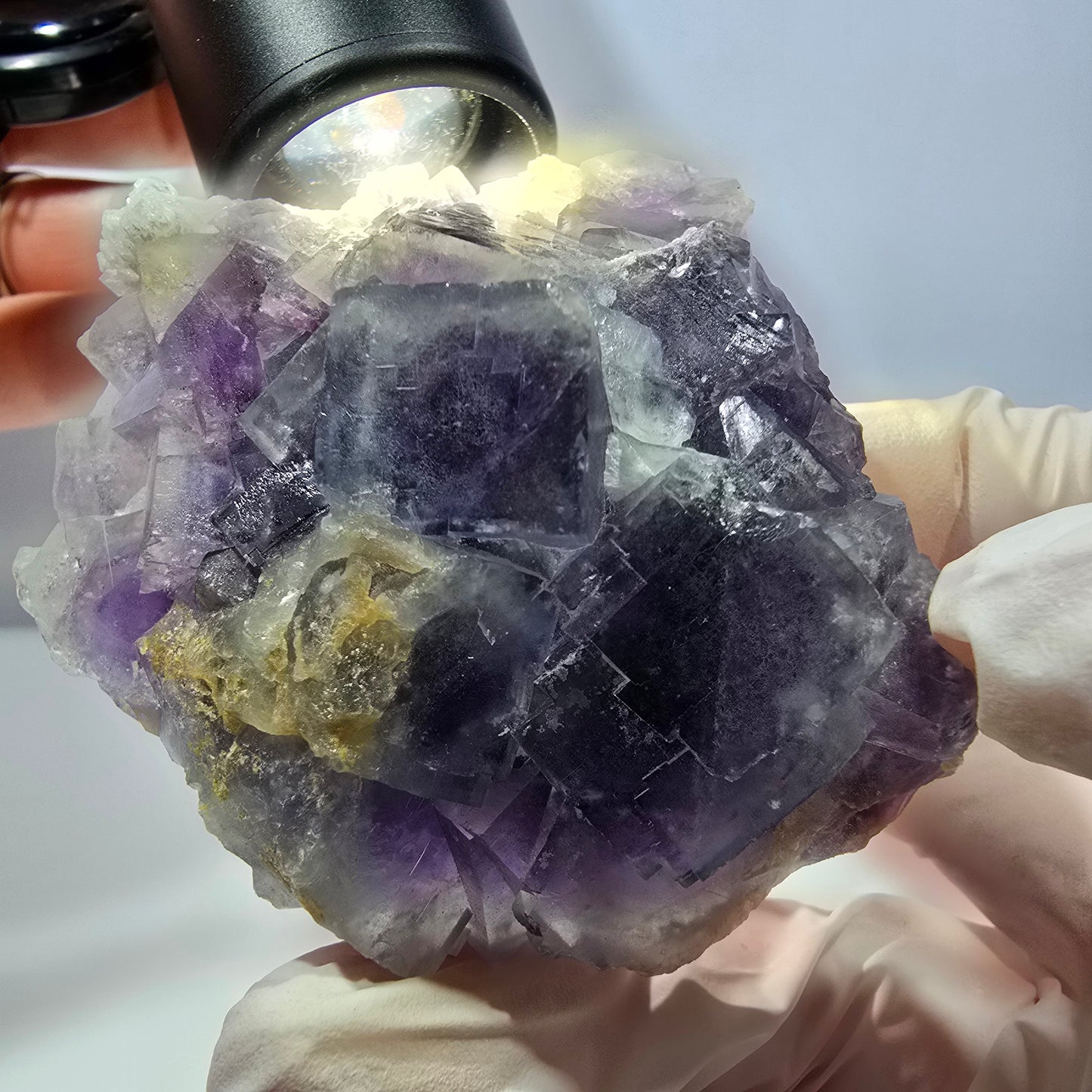 Phantom Fluorit Würfel, Quarz Stufe, lila weiß Okorusu, Namibia 60*60*25mm