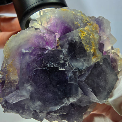 Phantom Fluorit Würfel, Quarz Stufe, lila weiß Okorusu, Namibia 60*60*25mm