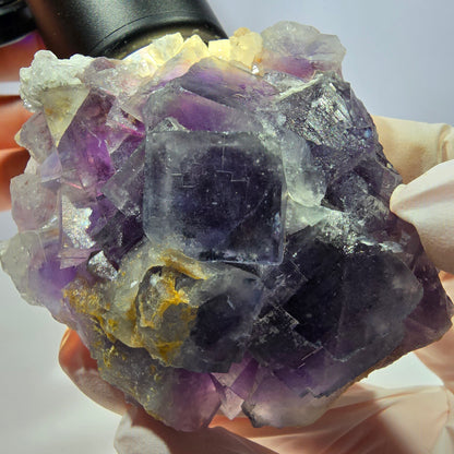 Phantom Fluorit Würfel, Quarz Stufe, lila weiß Okorusu, Namibia 60*60*25mm