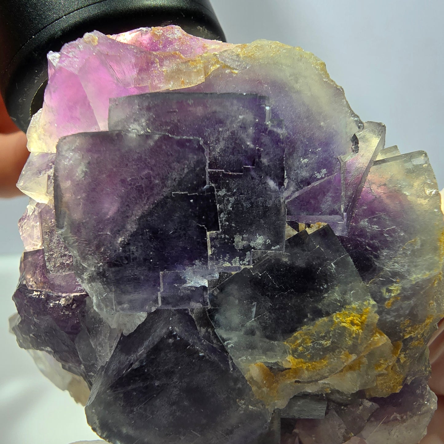 Phantom Fluorit Würfel, Quarz Stufe, lila weiß Okorusu, Namibia 60*60*25mm