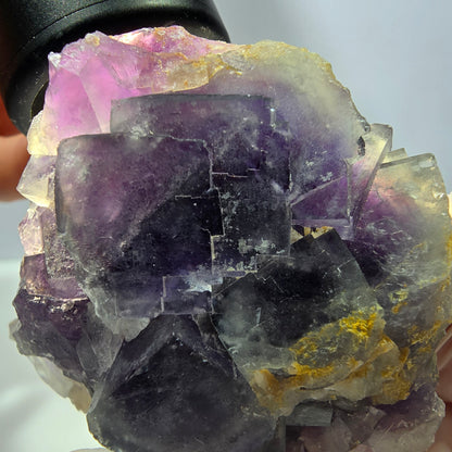 Phantom Fluorit Würfel, Quarz Stufe, lila weiß Okorusu, Namibia 60*60*25mm