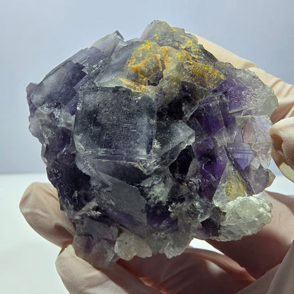 Phantom Fluorit Würfel, Quarz Stufe, lila weiß Okorusu, Namibia 60*60*25mm