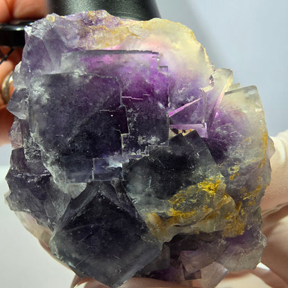Phantom Fluorit Würfel, Quarz Stufe, lila weiß Okorusu, Namibia 60*60*25mm