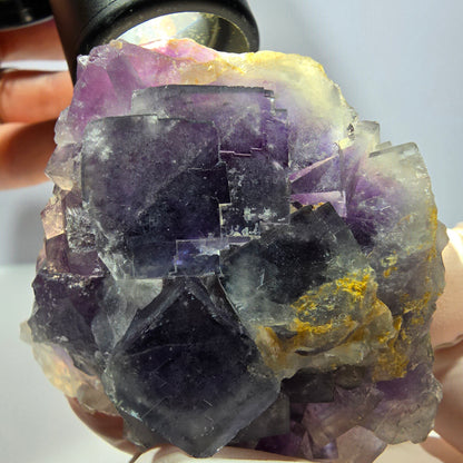 Phantom Fluorit Würfel, Quarz Stufe, lila weiß Okorusu, Namibia 60*60*25mm