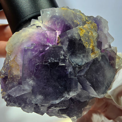 Phantom Fluorit Würfel, Quarz Stufe, lila weiß Okorusu, Namibia 60*60*25mm