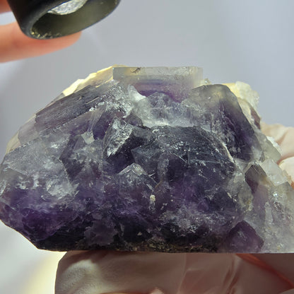 Phantom Fluorit Würfel, Quarz Stufe, lila weiß Okorusu, Namibia 60*60*25mm