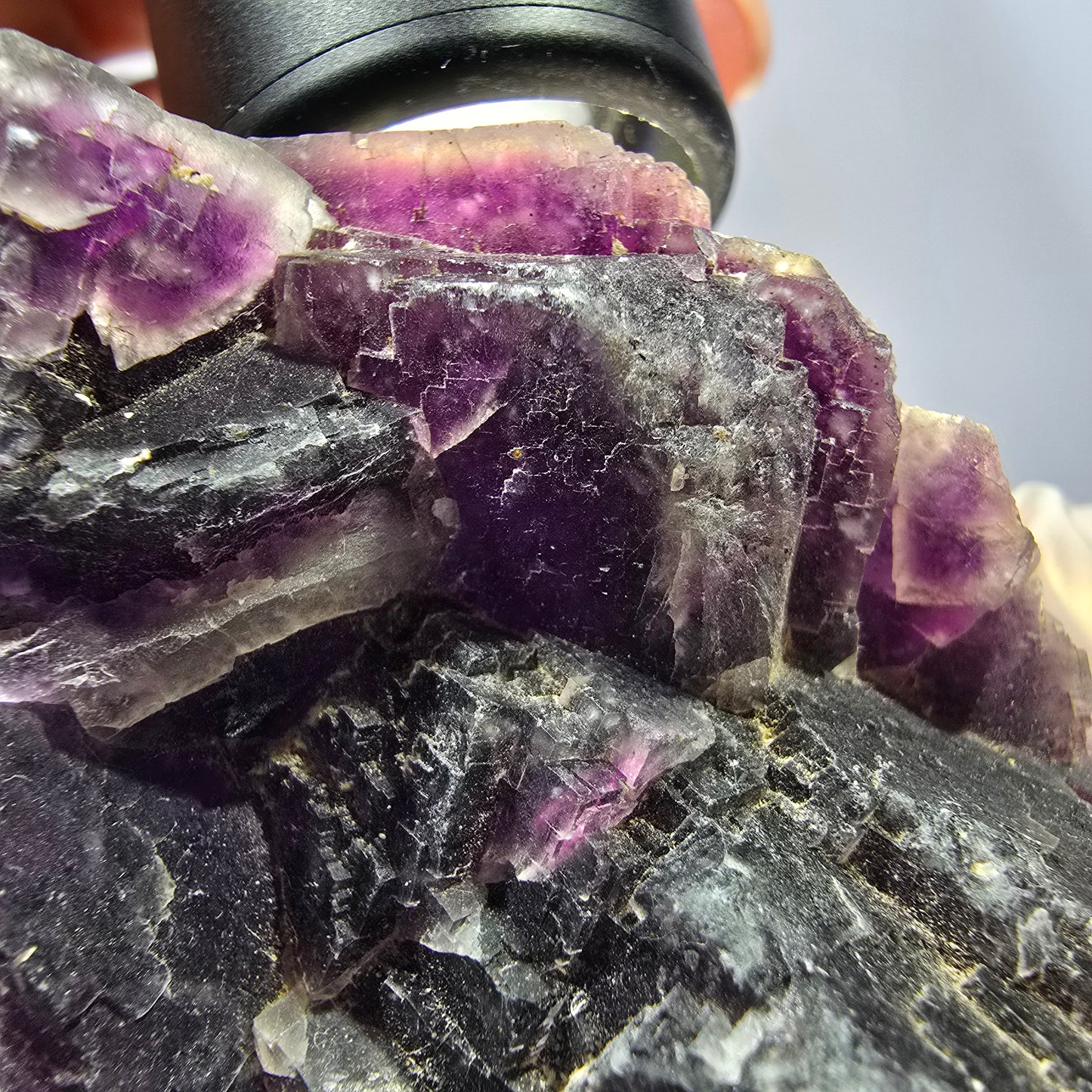 Phantom Fluorit Würfel Stufe, lila Okorusu, Namibia 70*52*30mm