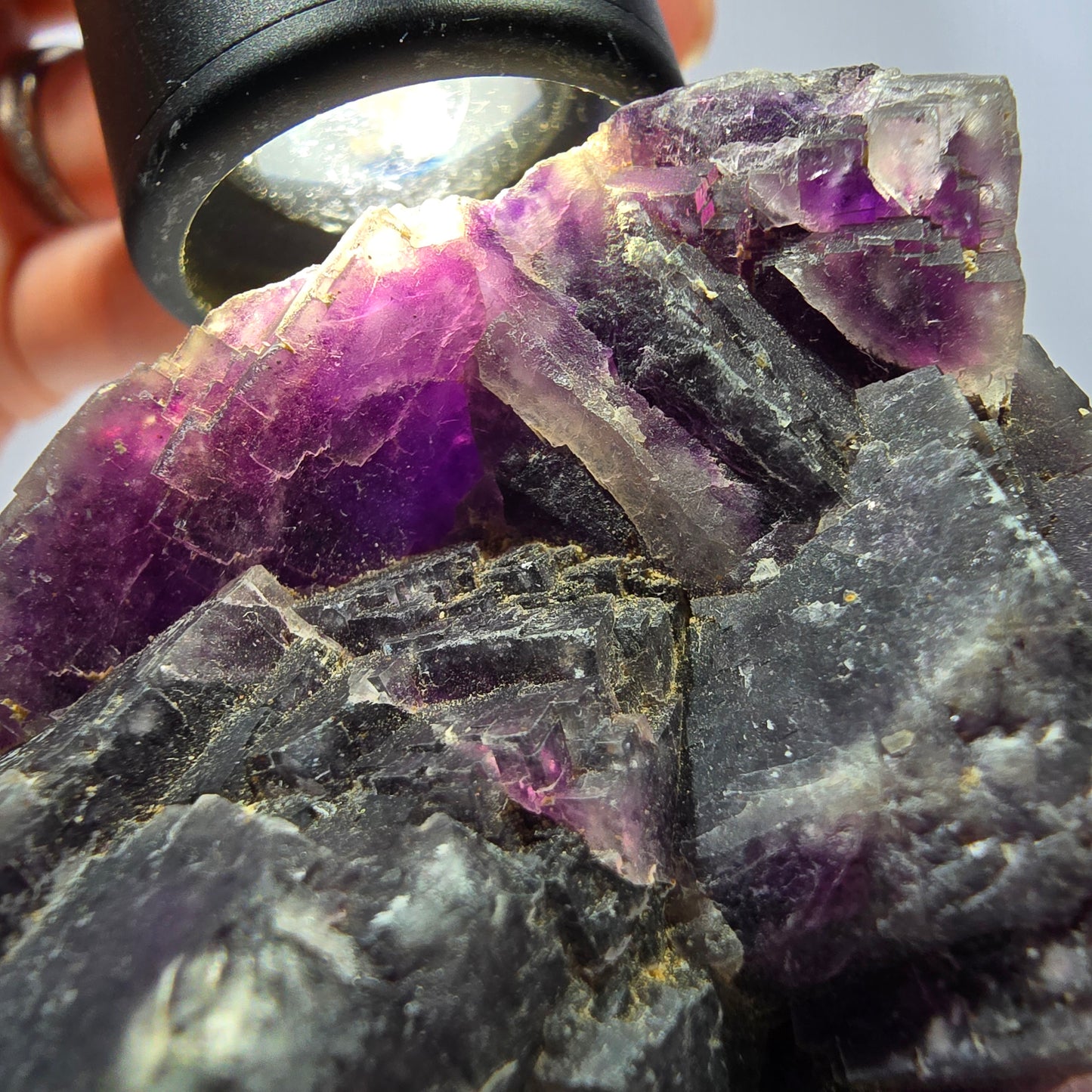 Phantom Fluorit Würfel Stufe, lila Okorusu, Namibia 70*52*30mm