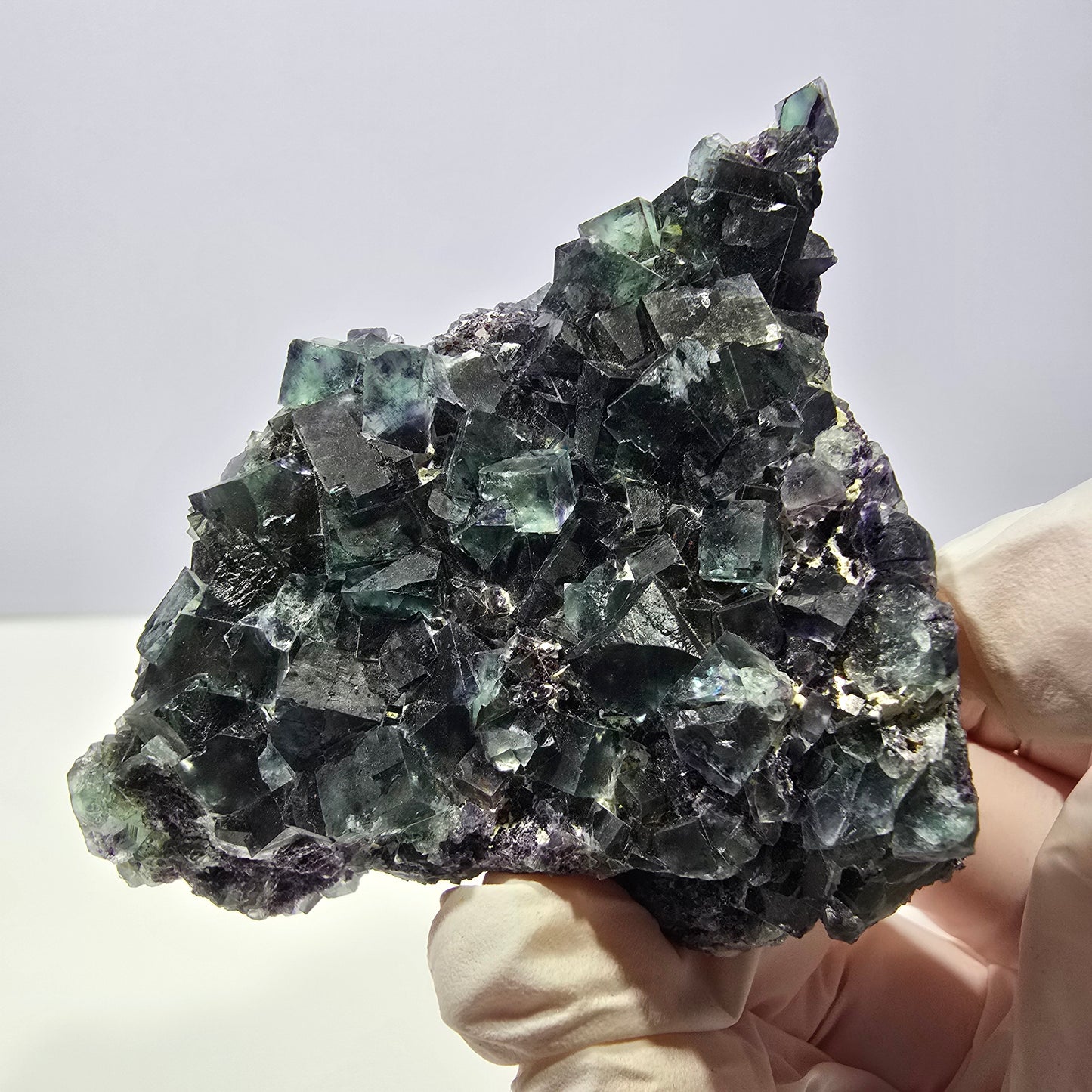 Phantom Fluorit Würfel Stufe, grün lila Okorusu, Namibia 65*63*34mm