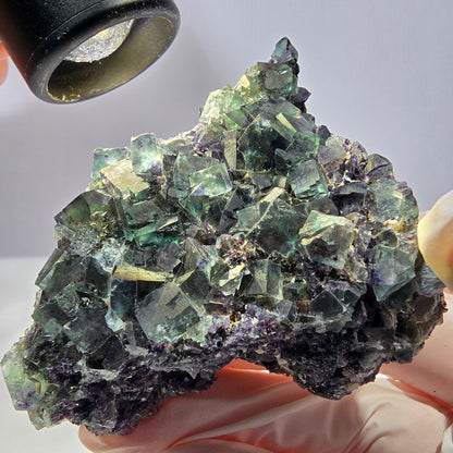 Phantom Fluorit Würfel Stufe, grün lila Okorusu, Namibia 65*63*34mm