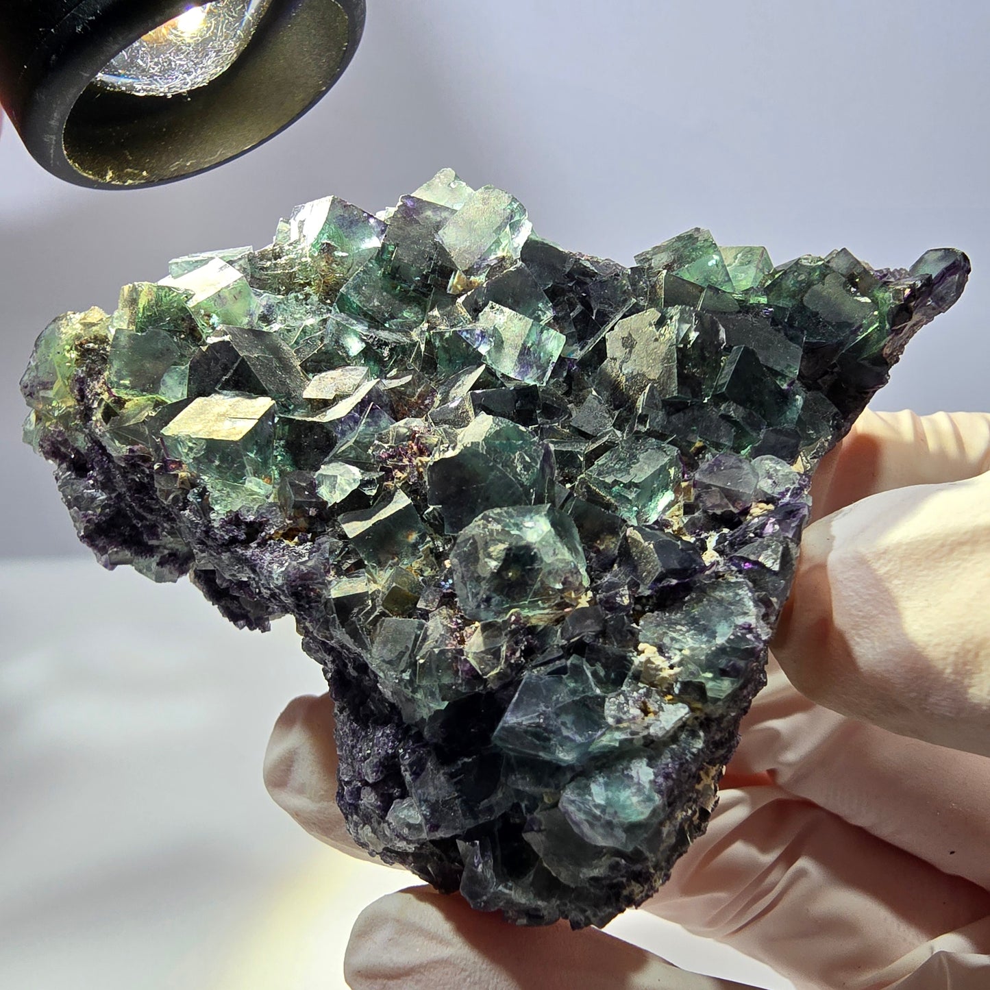Phantom Fluorit Würfel Stufe, grün lila Okorusu, Namibia 65*63*34mm