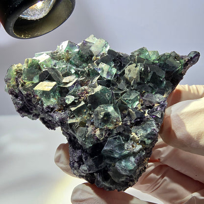 Phantom Fluorit Würfel Stufe, grün lila Okorusu, Namibia 65*63*34mm