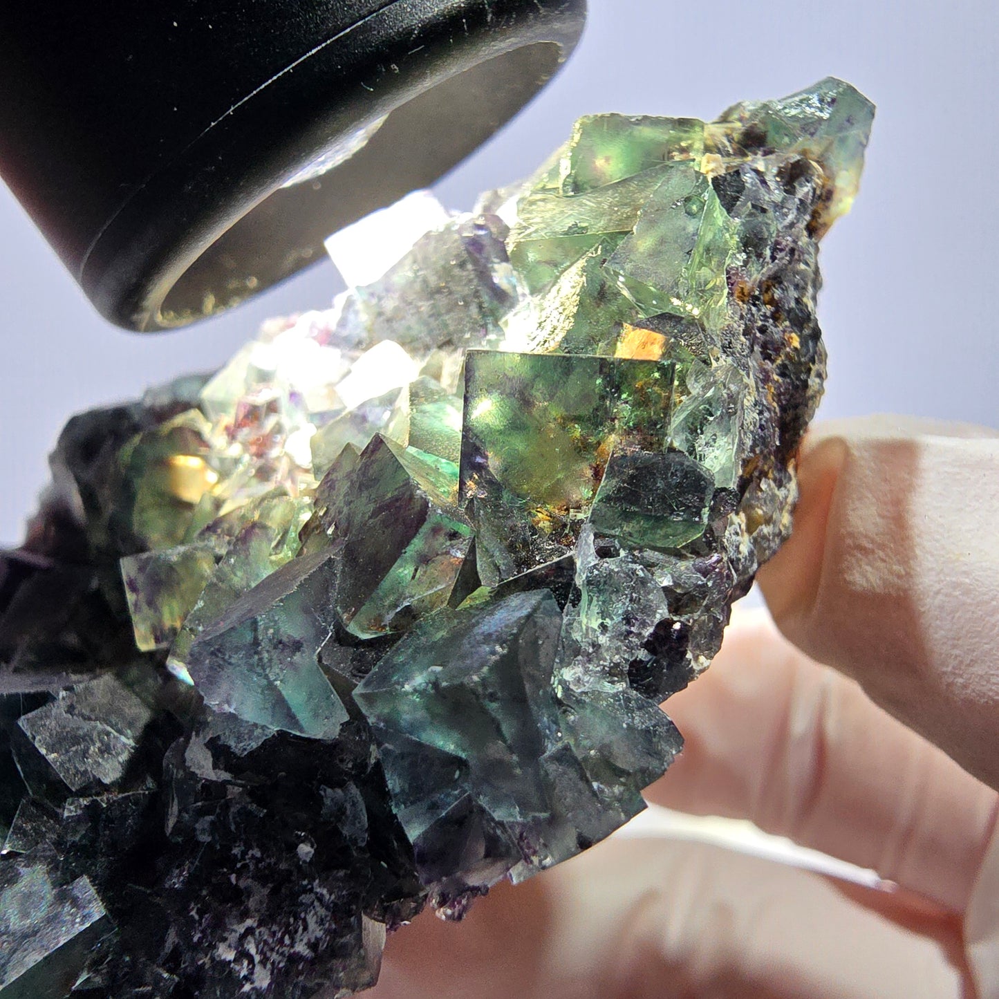 Phantom Fluorit Würfel Stufe, grün lila Okorusu, Namibia 65*63*34mm