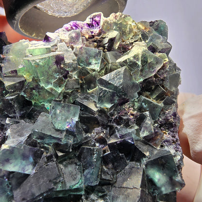Phantom Fluorit Würfel Stufe, grün lila Okorusu, Namibia 65*63*34mm