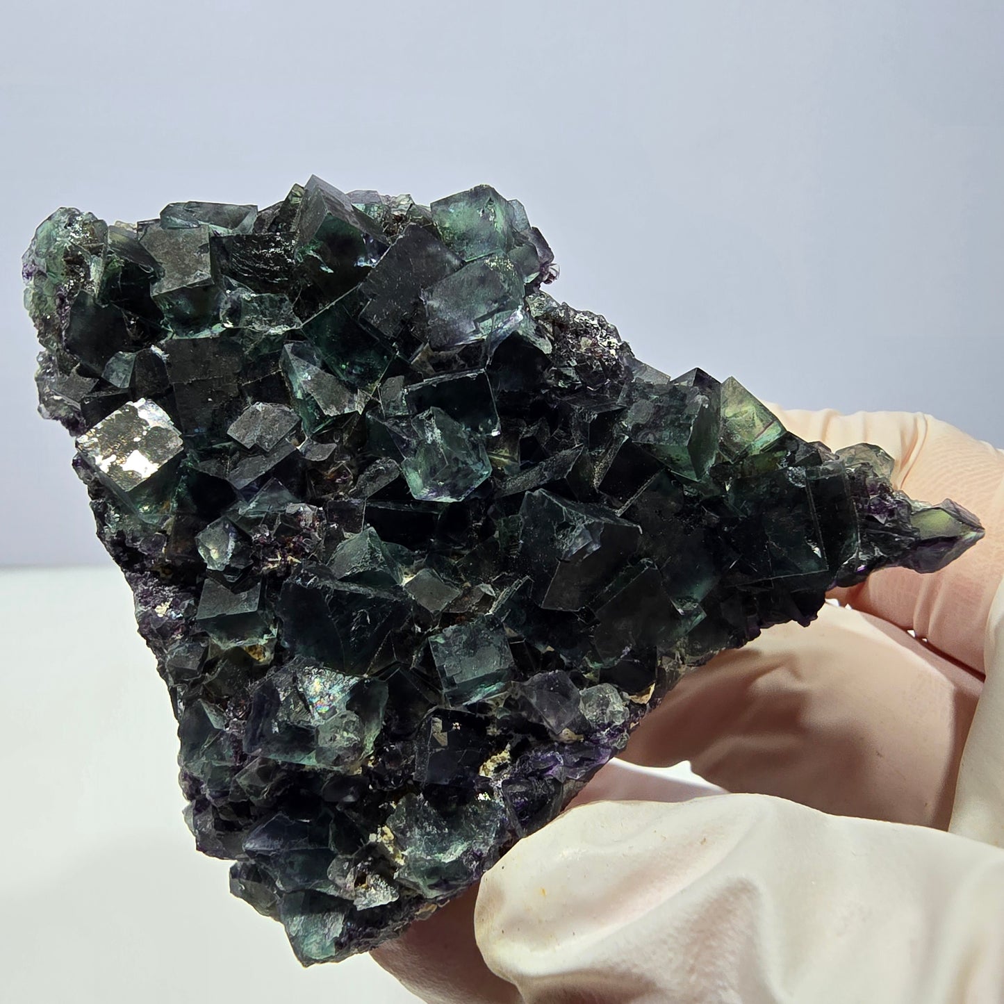 Phantom Fluorit Würfel Stufe, grün lila Okorusu, Namibia 65*63*34mm