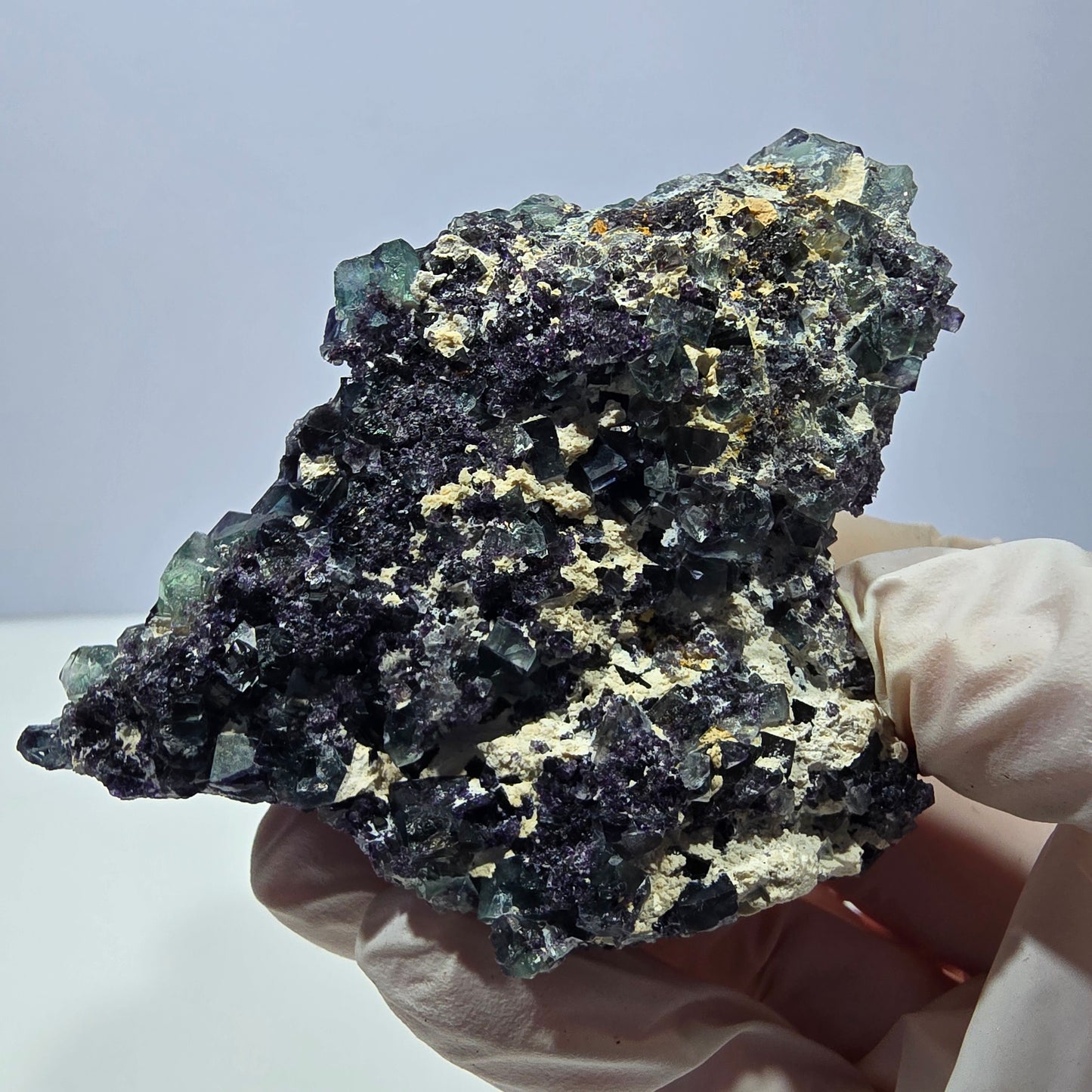 Phantom Fluorit Würfel Stufe, grün lila Okorusu, Namibia 65*63*34mm
