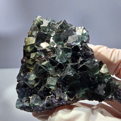 Phantom Fluorit Würfel Stufe, grün lila Okorusu, Namibia 65*63*34mm