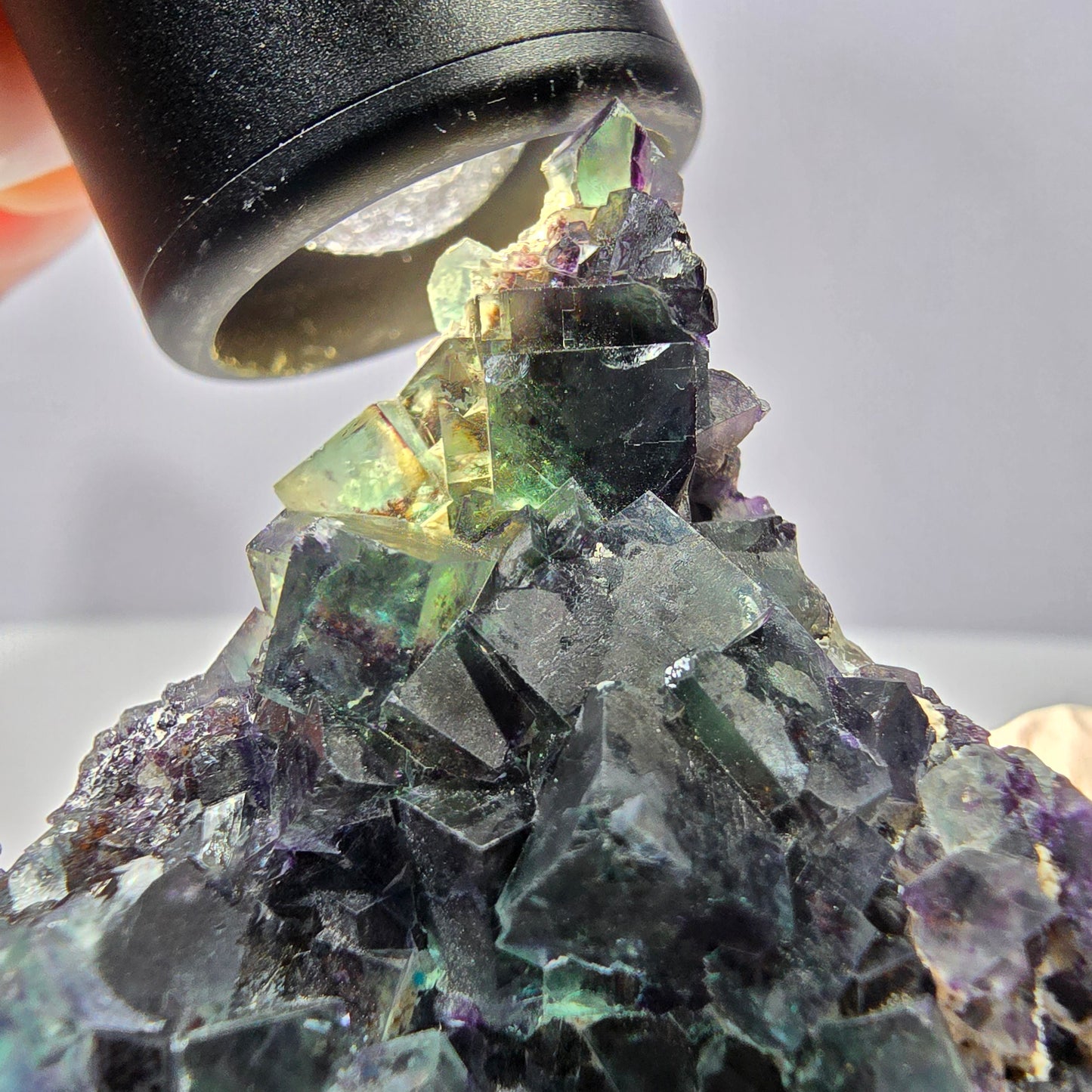 Phantom Fluorit Würfel Stufe, grün lila Okorusu, Namibia 65*63*34mm