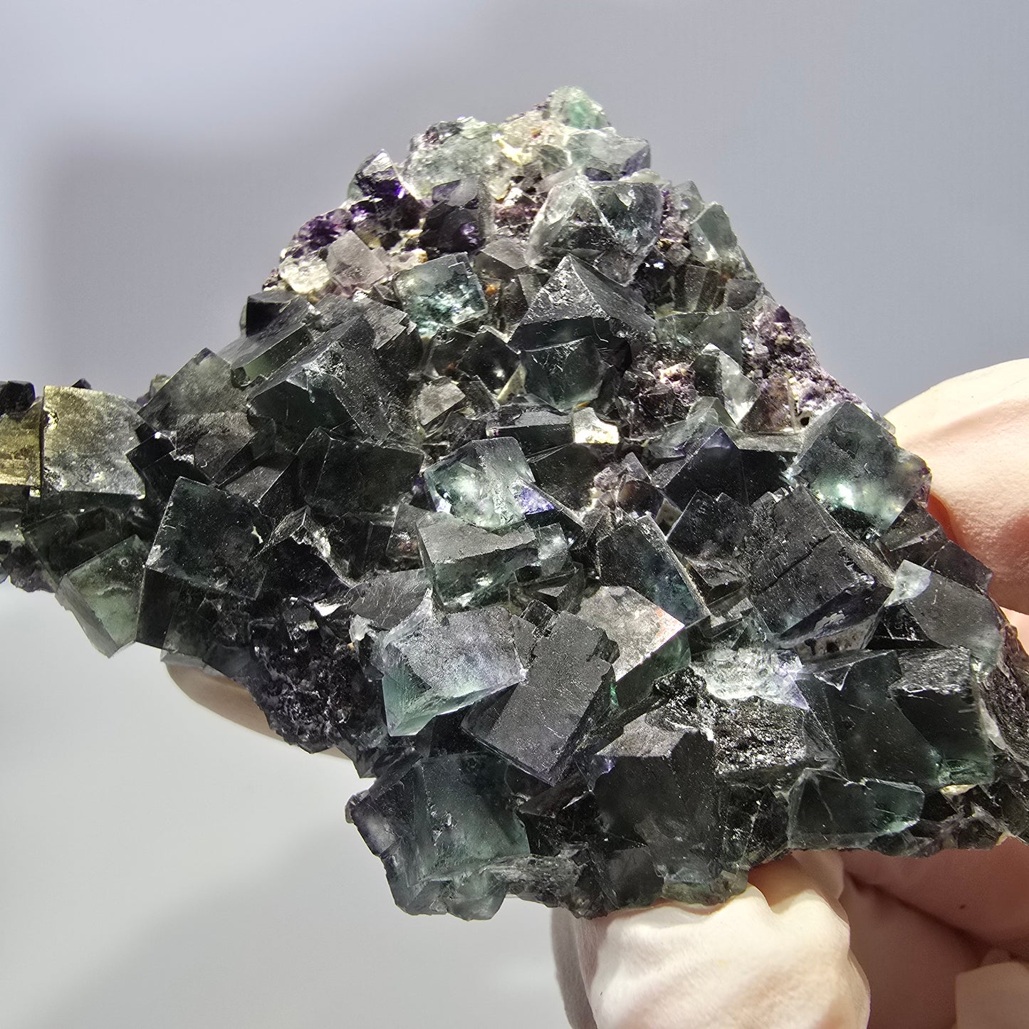 Phantom Fluorit Würfel Stufe, grün lila Okorusu, Namibia 65*63*34mm