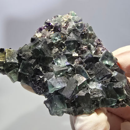Phantom Fluorit Würfel Stufe, grün lila Okorusu, Namibia 65*63*34mm