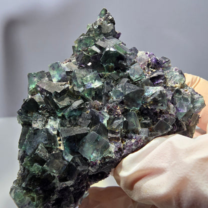 Phantom Fluorit Würfel Stufe, grün lila Okorusu, Namibia 65*63*34mm