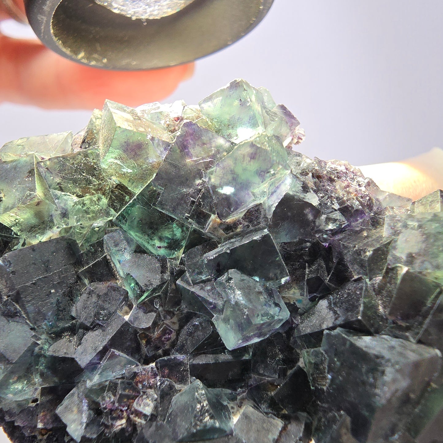 Phantom Fluorit Würfel Stufe, grün lila Okorusu, Namibia 65*63*34mm