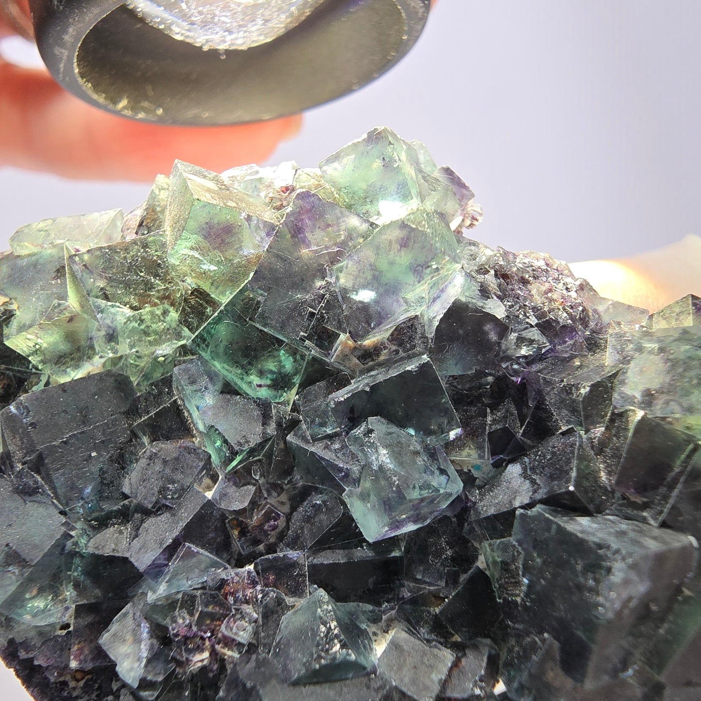 Phantom Fluorit Würfel Stufe, grün lila Okorusu, Namibia 65*63*34mm