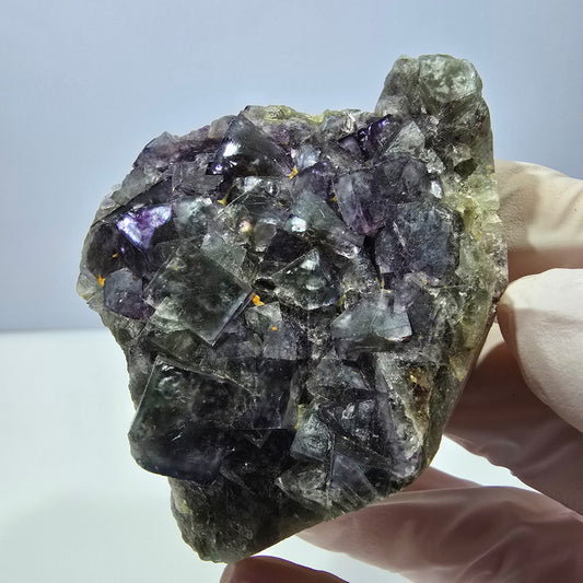 Phantom Fluorit Würfel Stufe, grün lila Okorusu, Namibia 73*50*27mm