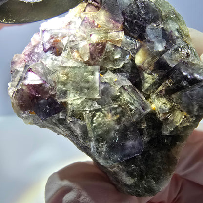 Phantom Fluorit Würfel Stufe, grün lila Okorusu, Namibia 73*50*27mm
