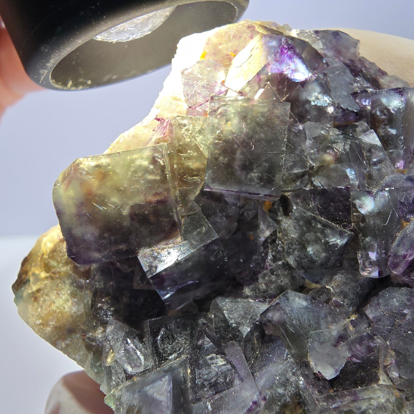 Phantom Fluorit Würfel Stufe, grün lila Okorusu, Namibia 73*50*27mm