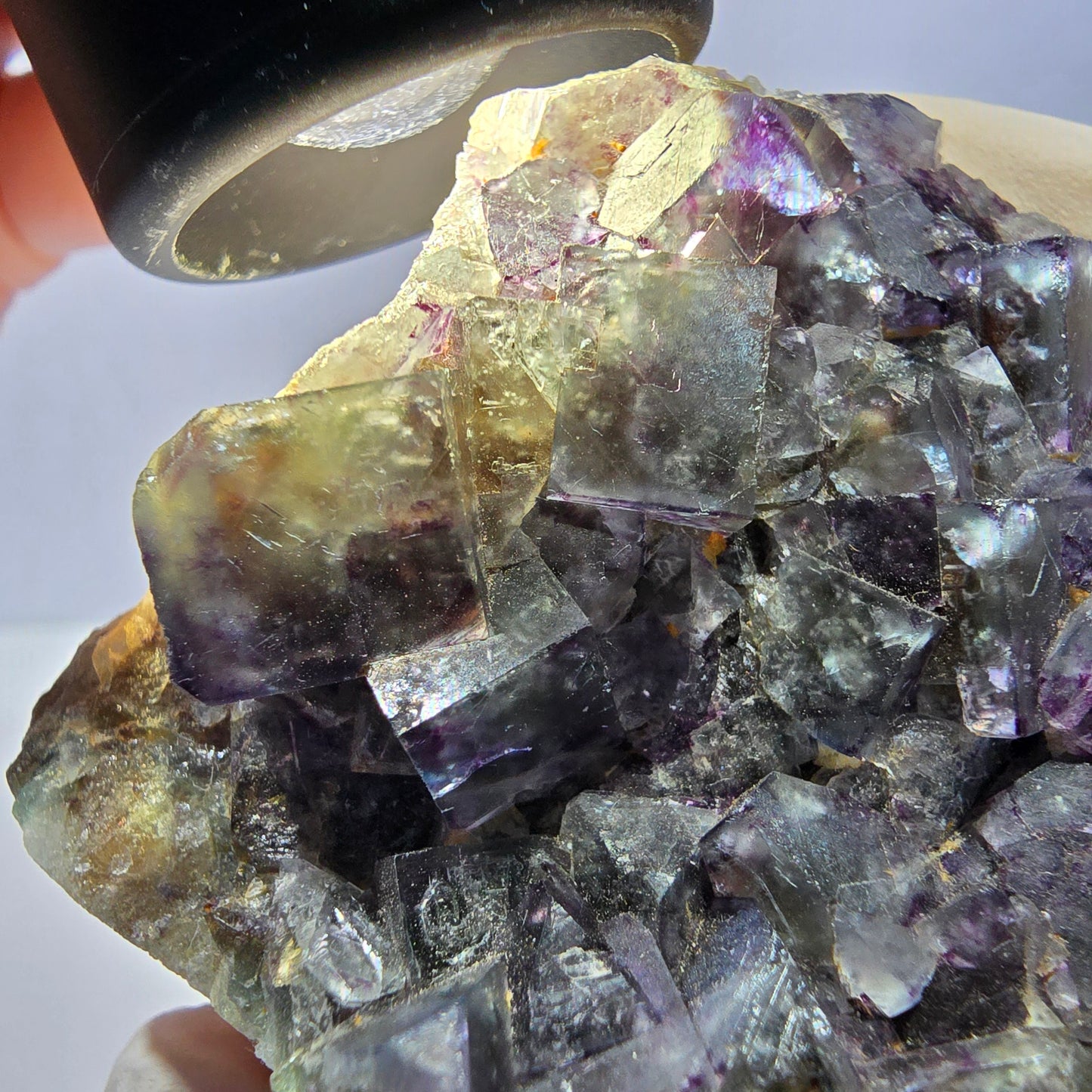 Phantom Fluorit Würfel Stufe, grün lila Okorusu, Namibia 73*50*27mm