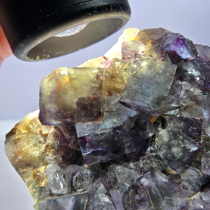 Phantom Fluorit Würfel Stufe, grün lila Okorusu, Namibia 73*50*27mm