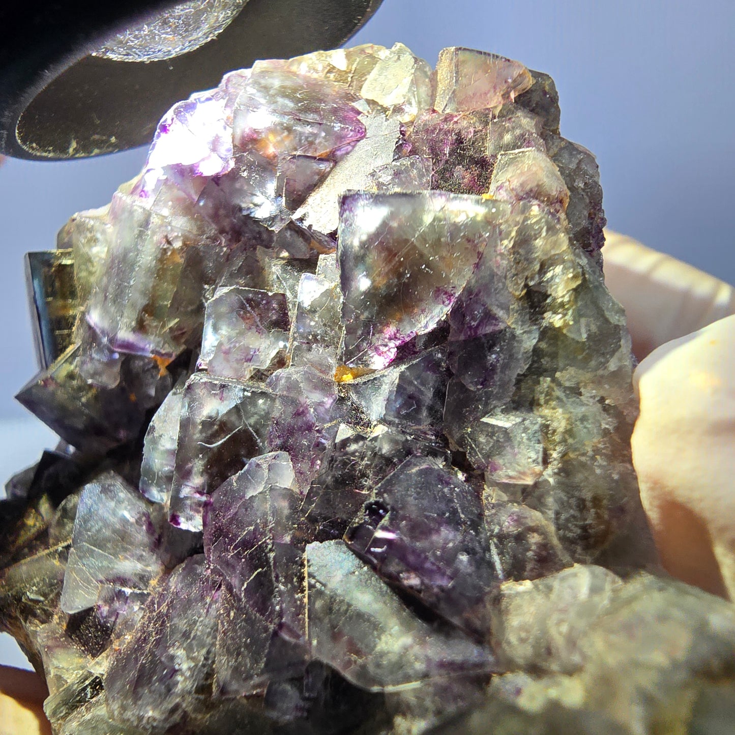 Phantom Fluorit Würfel Stufe, grün lila Okorusu, Namibia 73*50*27mm