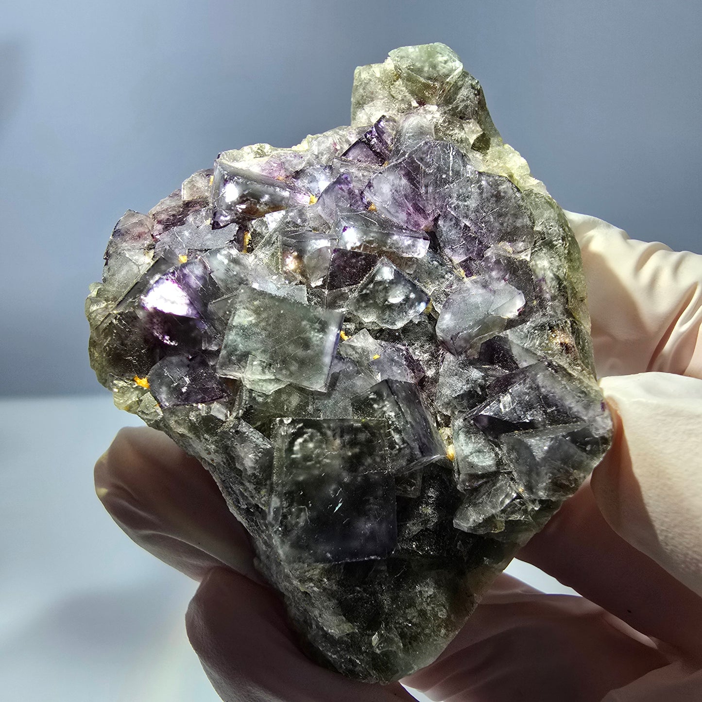 Phantom Fluorit Würfel Stufe, grün lila Okorusu, Namibia 73*50*27mm