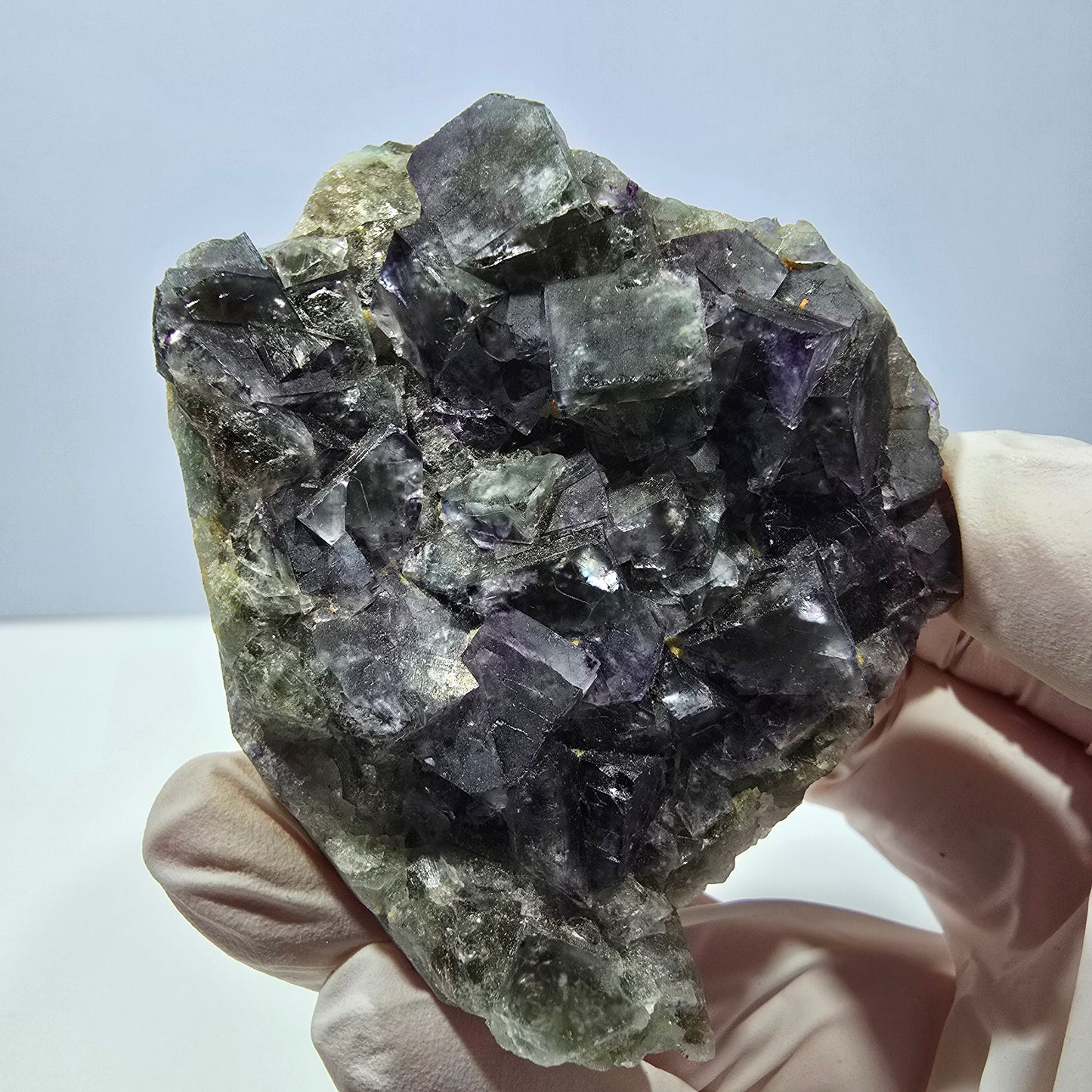 Phantom Fluorit Würfel Stufe, grün lila Okorusu, Namibia 73*50*27mm