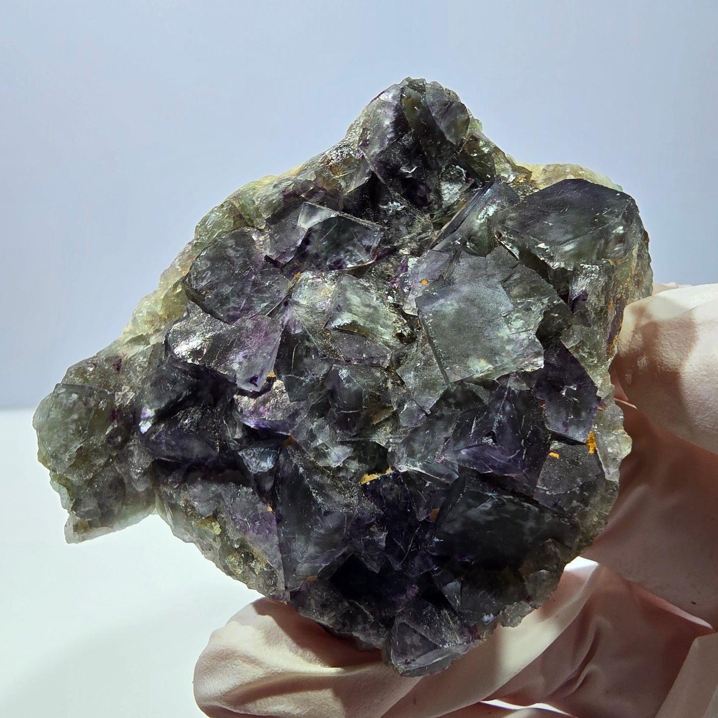 Phantom Fluorit Würfel Stufe, grün lila Okorusu, Namibia 73*50*27mm