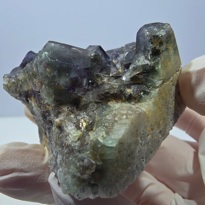 Phantom Fluorit Würfel Stufe, grün lila Okorusu, Namibia 73*50*27mm