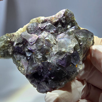 Phantom Fluorit Würfel Stufe, grün lila Okorusu, Namibia 73*50*27mm